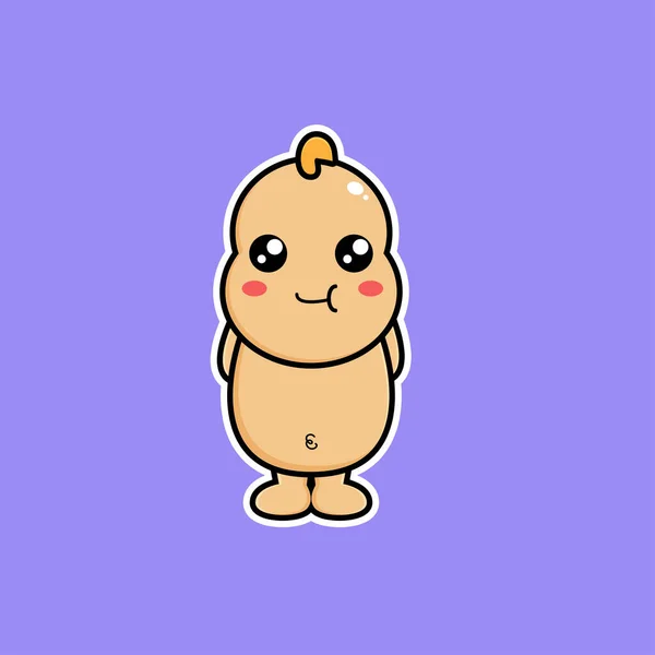 Cute Fat Blond Baby Izolowane Fioletowy Znak Kreskówki Wektor Ilustracji — Wektor stockowy