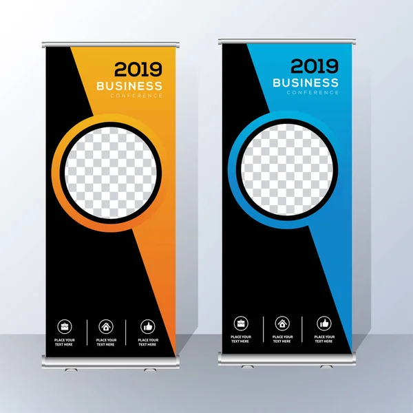 Vertical banner design. Roll up business brochure flyer banner design vertical template vector, cover presentation abstract geometric background, modern publication x-banner