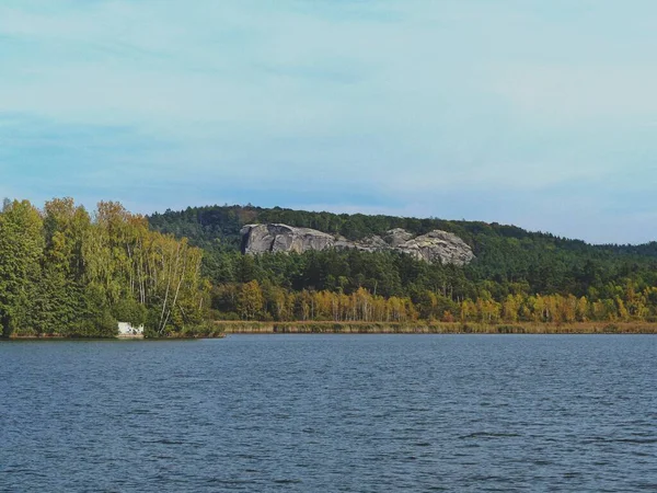 Autunno Tempo Riva Lago — Foto Stock