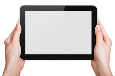 Boş tablet ekran üzerinde beyaz izole