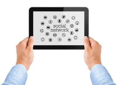 Tablet ekran üzerinde beyaz izole