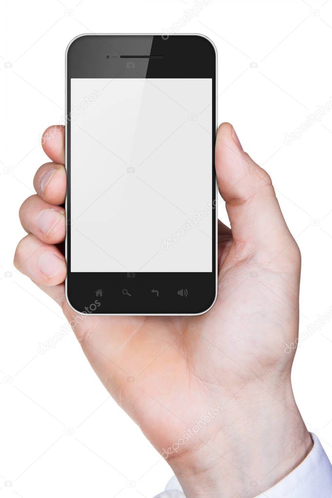 Hand holding mobile phone