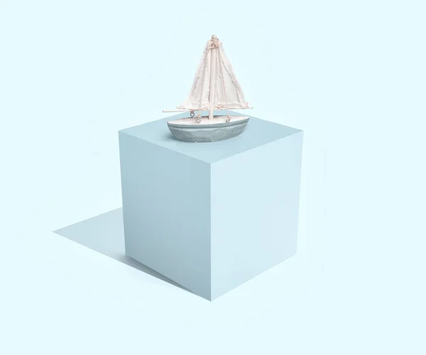 Barca a vela in cima al blocco — Foto Stock