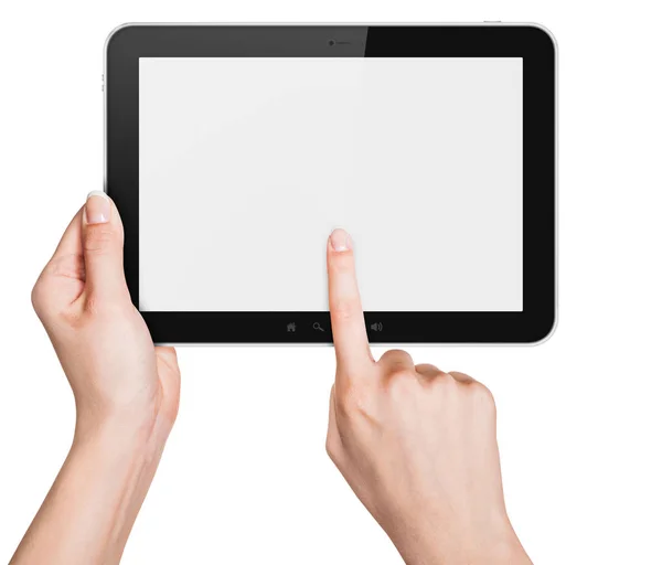 Layar tablet kosong diisolasi pada warna putih — Stok Foto