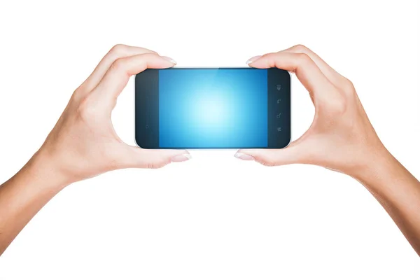 Ruce držící mobilní telefon — Stock fotografie