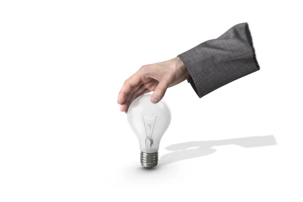 Businessman hand grapping light bulb — Stock Photo, Image