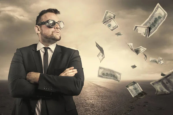 Businessman concept with dollar bills — Stock Photo, Image