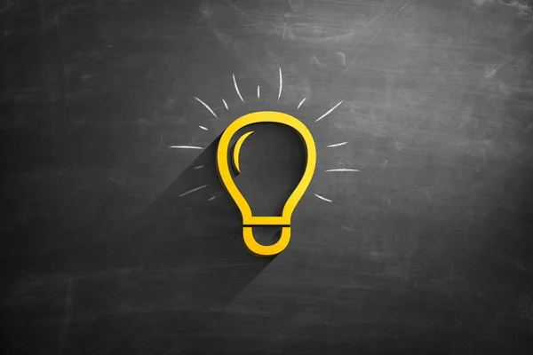 Light bulb icon on blackboard — Stock Photo, Image