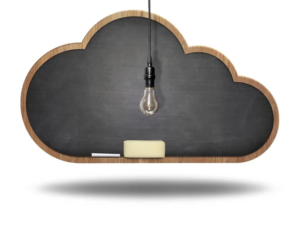 전구를 구름 모양 칠판 — 스톡 사진