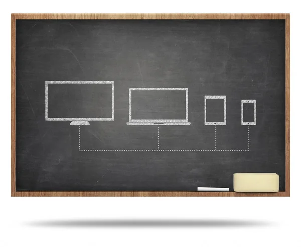 Computing concept op blackboard — Stockfoto