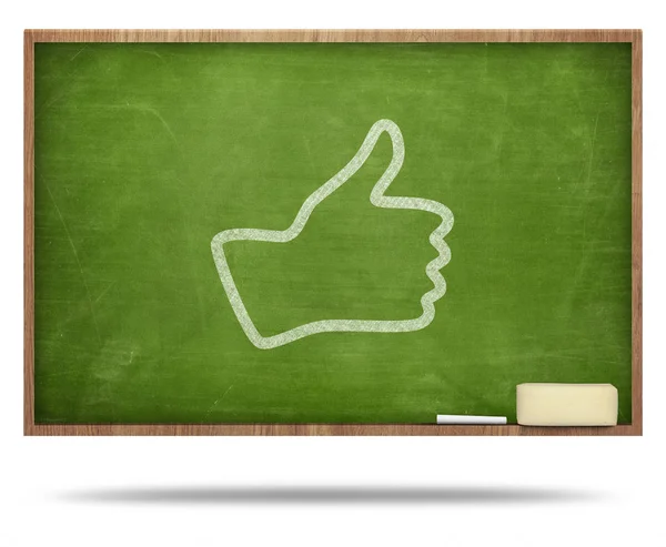 Thumb up concept on blackboard — Stock Photo, Image