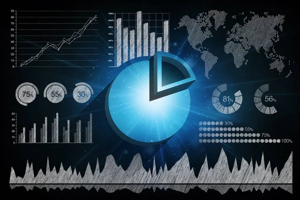Gráfico de pastel y otros gráficos en pizarra — Foto de Stock