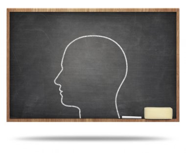 Adam baş konsepti üzerine yazı tahtası