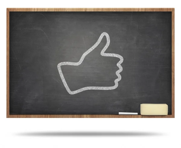 Thumb up concept on blackboard — Stock Photo, Image