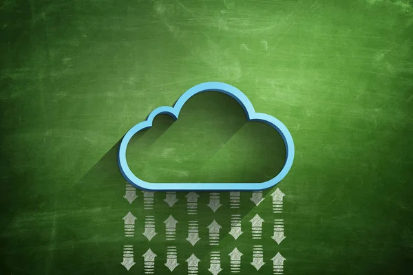 Blue cloud icon on blackboard — Stock Photo, Image