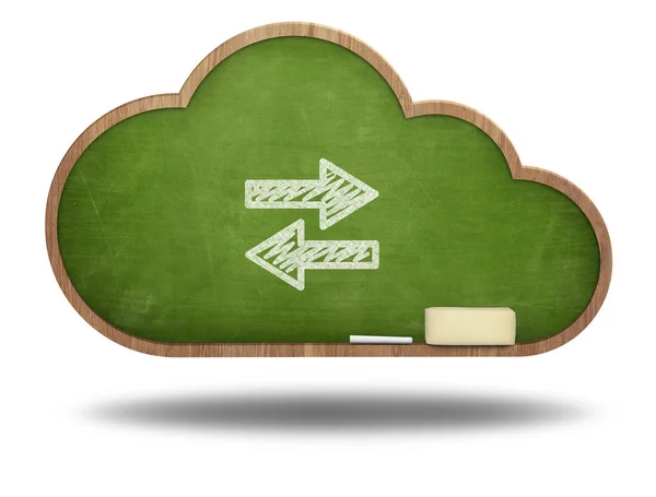 Arrows pointing left and right on cloud shape blackboard — Stock Photo, Image