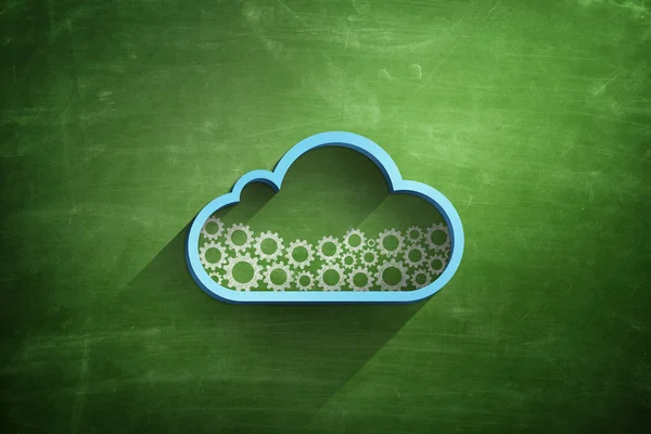 Blue cloud icon on blackboard with cogwheels — Stock Photo, Image