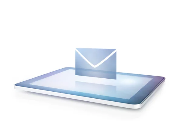 E-mailové ikony koncept s tablet 3d ilustrace — Stock fotografie