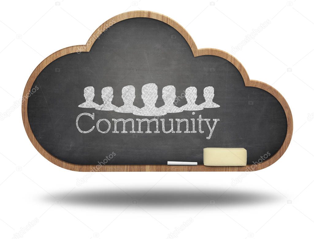 Community word cloud concept on blackboard