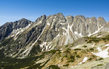 Yüksek Tatras - ridge Bast (gran baszt, hreben Bast güneş Ridge'de ışınları tarafından aydınlatılmış).