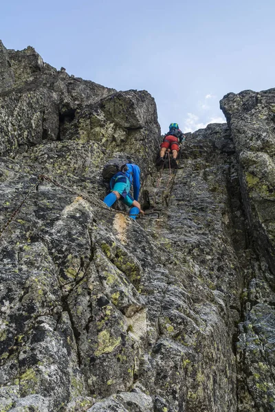 Tatranska Lomnica Slovakia August 2018 Climbing Franz Chimney Franz Kemeny — Stock Photo, Image