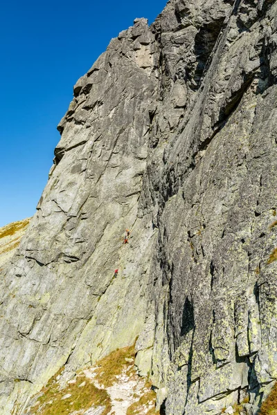 Strbske Pleso Slovakia September 2020 Mountain Climbing Tatras Guide Protection — Stock Photo, Image