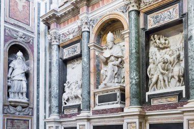 Rome, İtalya - 19 Mart 2018: İç Santa Maria Maggiore Bazilikası öyle bir Papalık büyük bazilika ve Roma'daki en büyük Marian Katolik Kilisesi