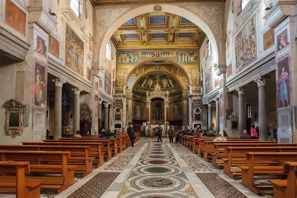 Rome Italië Maart 2018 Interieur Van Santa Prassede Basiliek Van — Stockfoto