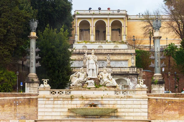 Piazza Del Popolo Com Fonte Netuno Para Pincio Roma Itália — Fotografia de Stock