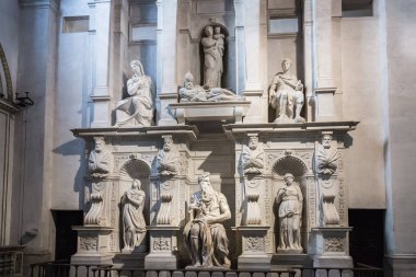 Rome, İtalya - 21 Mart 2018: Michelangelo'nun mezarı Julius II Basilica San Pietro in Vincoli (Saint Peter zincirleri için)