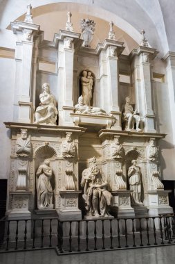 Rome, İtalya - 21 Mart 2018: Michelangelo'nun mezarı Julius II Basilica San Pietro in Vincoli (Saint Peter zincirleri için)