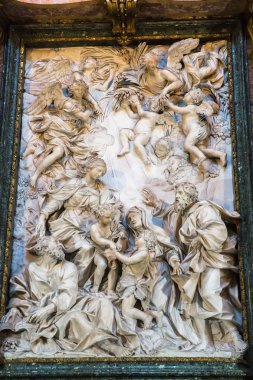 Rome, İtalya - 22 Mart 2018: Agone (de Sant Agnese Piazza Navona civarındaki denir), Sant Agnese iç parçası barok Kilisesi