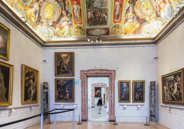 Rome, İtalya - 22 Mart 2018: İç, Palazzo şimdi ulusal Antik Sanat Galerisi Barberini,