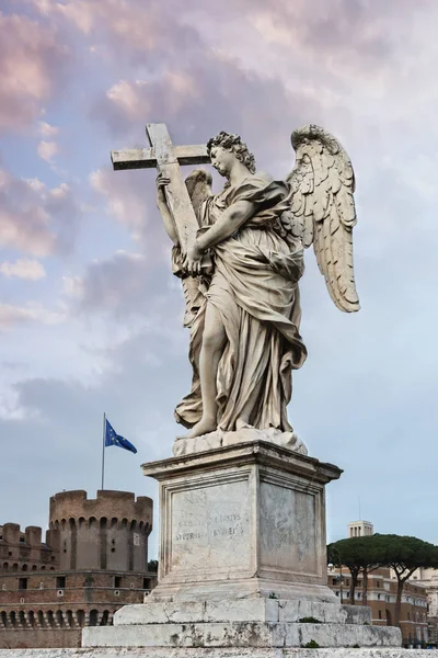 Escultura Del Puente Sant Angelo Sobre Río Tíber Roma Italia —  Fotos de Stock