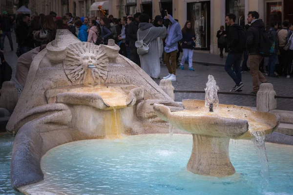 Rome Italy March 2018 Fontana Della Barcaccia Fountain Boat Baroque — Stock Photo, Image