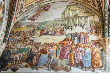 Orvieto, İtalya - 24 Mart 2018: Fresk Orvieto Katedrali, 14 Katolik Katedrali içinde
