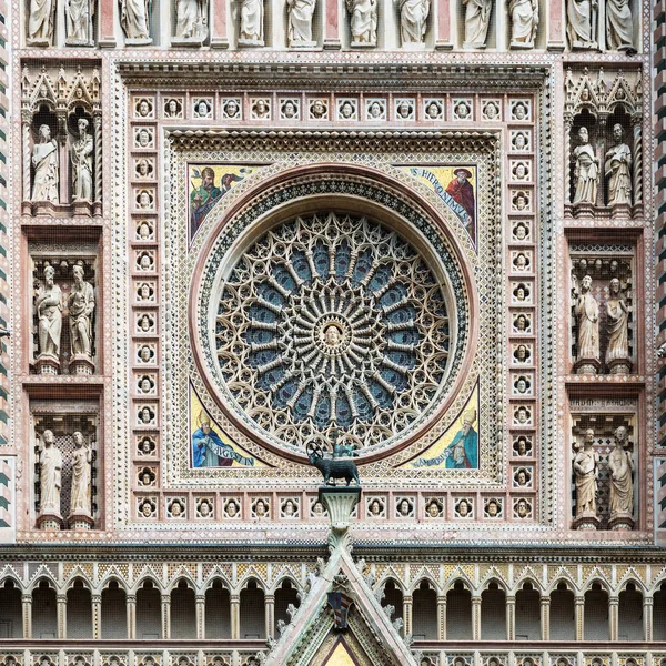 Part Facade Orvieto Cathedra Italy — Stock Photo, Image