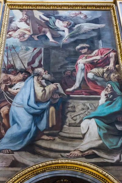 Fresque à l'intérieur de l'église baroque de Saint André à Rome, Italie — Photo