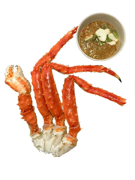 Alaskan King Crab Seafood Sauce White Background — Stock Photo, Image