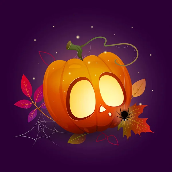 Web Happy Halloweenvector Ilustración Una Calabaza Con Una Cara Sobre — Foto de Stock