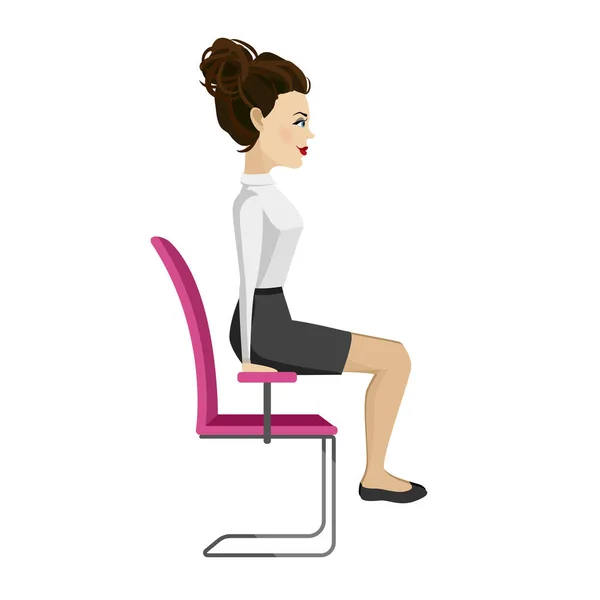 Jolie Femme Tenue Travail Fait Des Exercices Pour Dos Sur — Image vectorielle