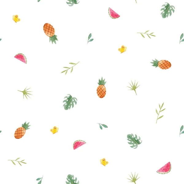 Acuarela patrón de piña tropical — Vector de stock