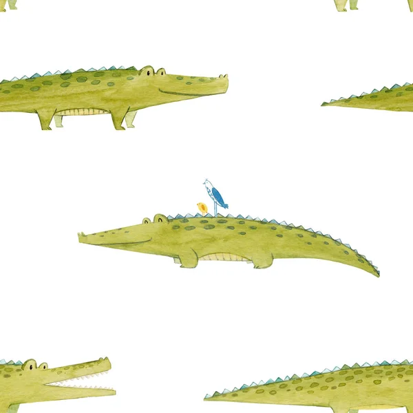 Akvarell krokodil mönster — Stockfoto