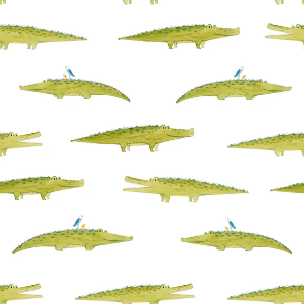 수채화 악어 패턴 — 스톡 사진