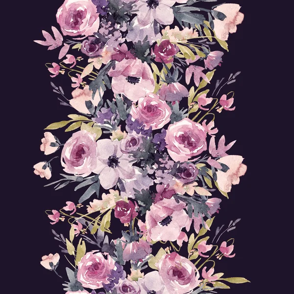 Akvarell sommaren blommönster — Stockfoto