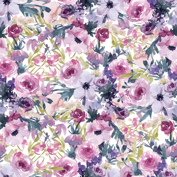 Akvarell nyári virágos mintával — Stock Fotó