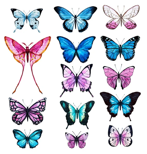 Conjunto de mariposas acuarela —  Fotos de Stock