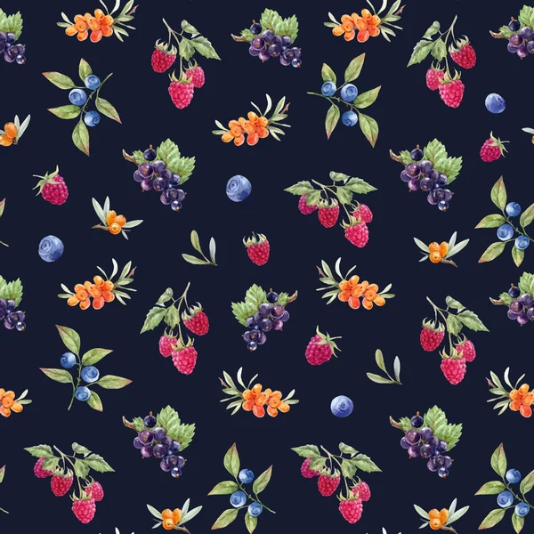 Watercolor berries vector pattern — Stock Vector
