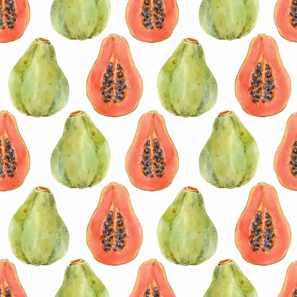 Aquarel papaya vector patroon — Stockvector