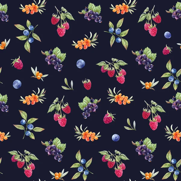 Watercolor berries pattern — Stock Photo, Image